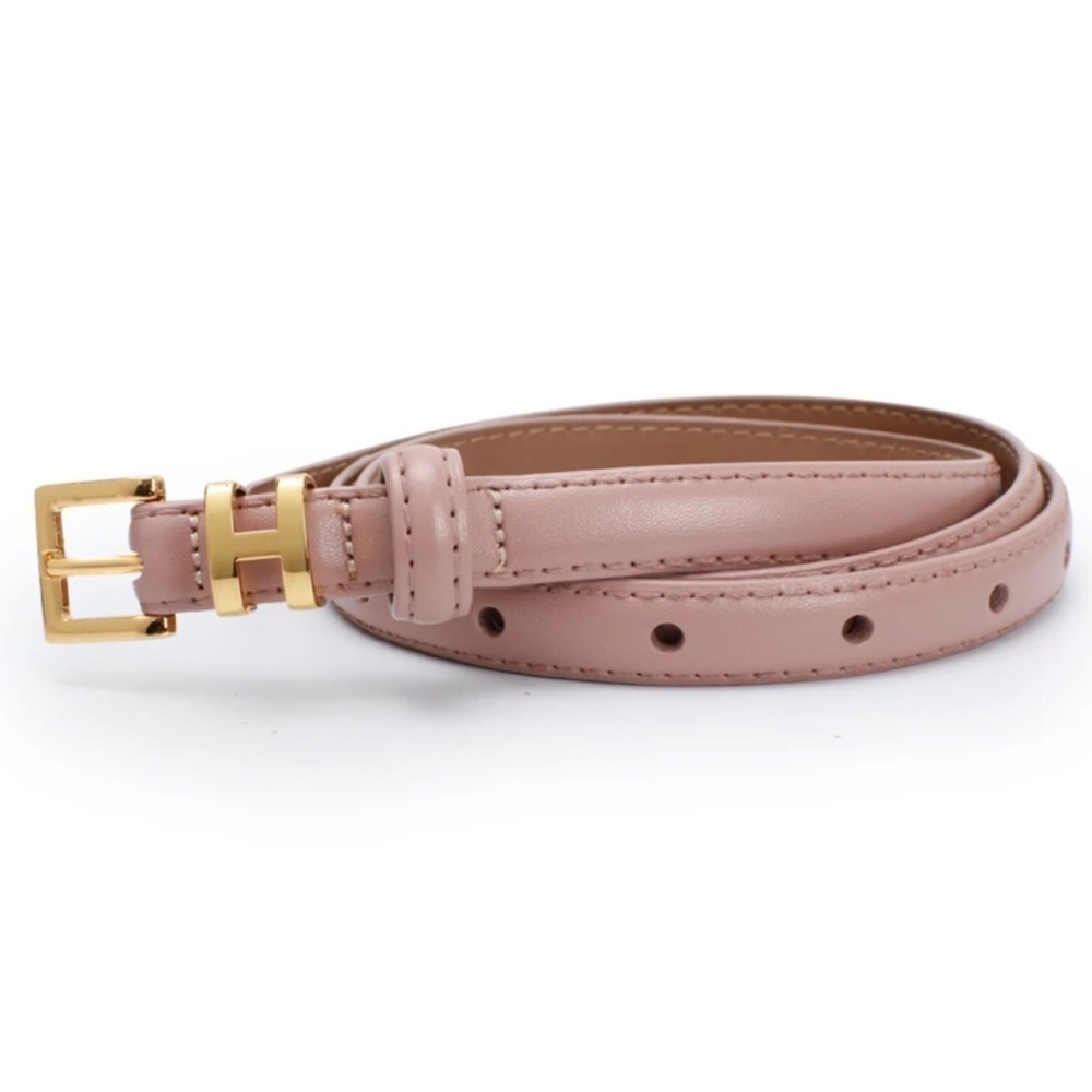 Women’s Luxury Leather Belt In Pink Black or Yellow - Picture 5 of 5
